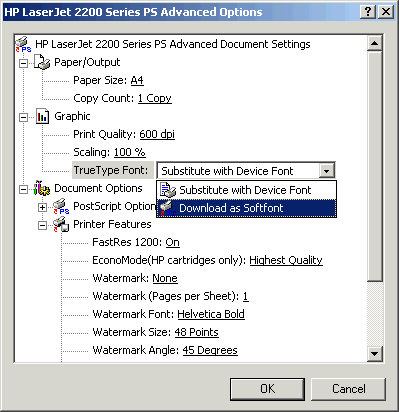 postscript output option